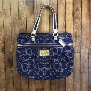 COACH Purple Poppy Lurex Glam Tote